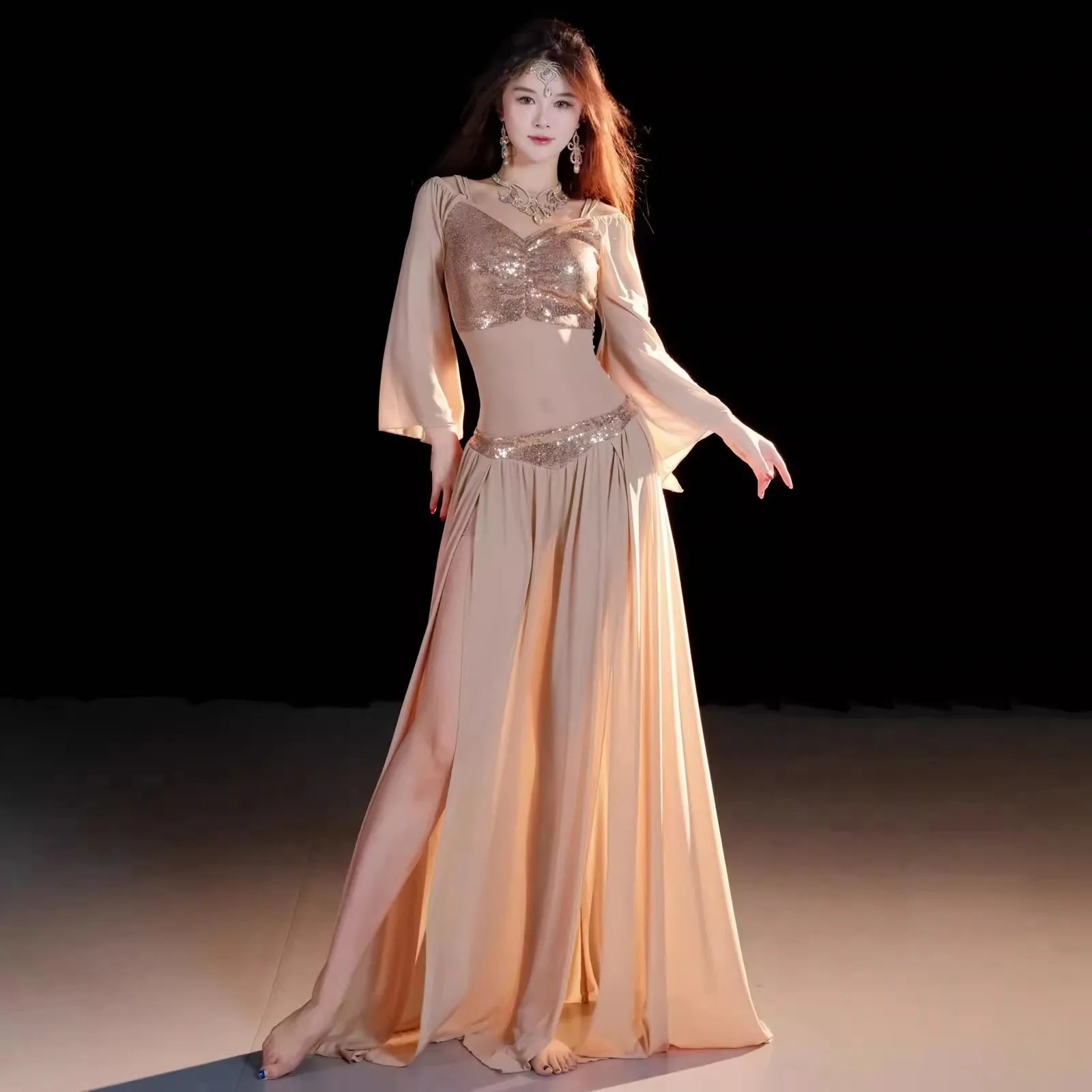Belly Dance Costume | Strappy Top & Long Skirt Set