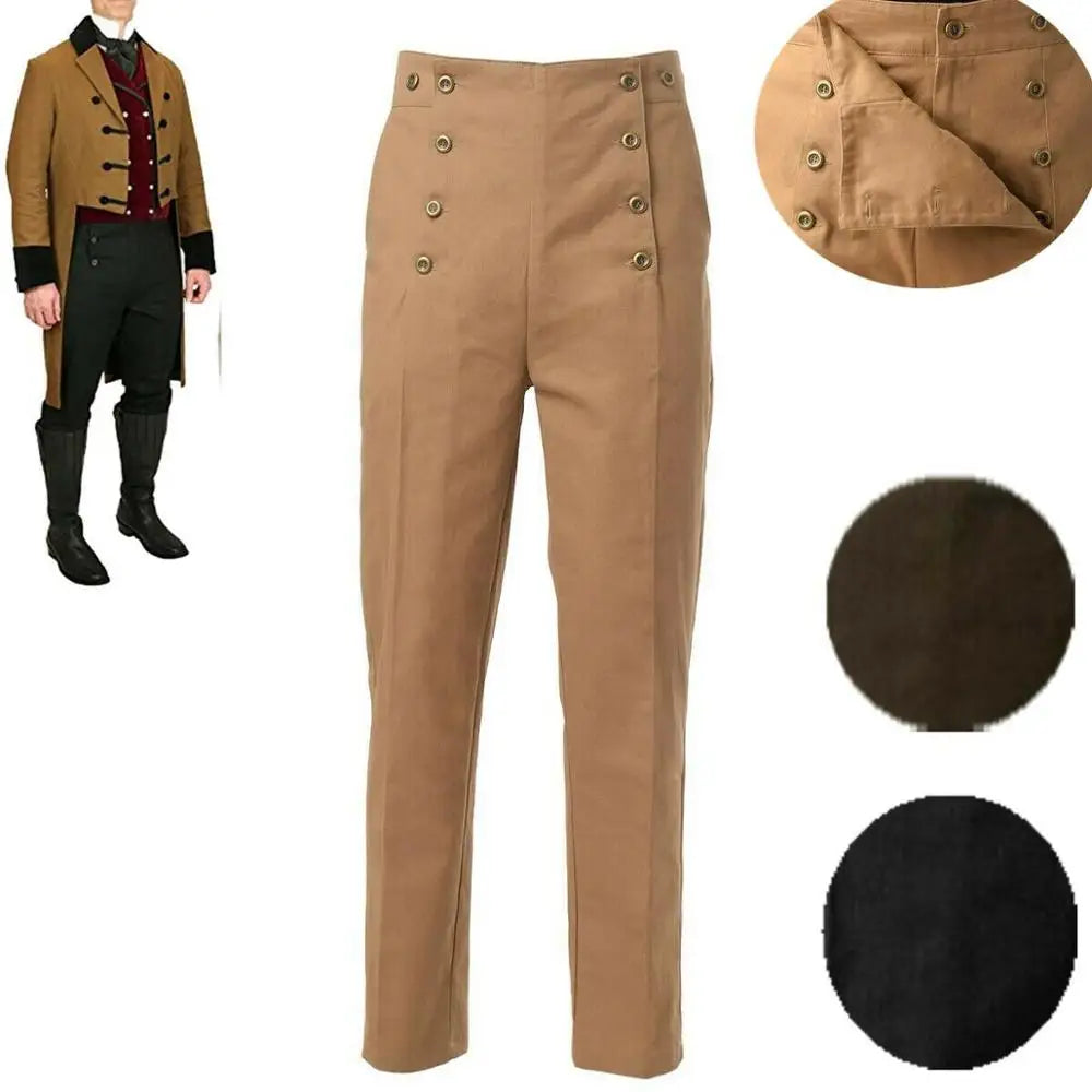 Victorian Steampunk Suspender Pants | High Waist | Men