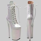 23CM Holographic Snake Platform Ankle Boots - 9 Inch High Heel Pole Dance Boots