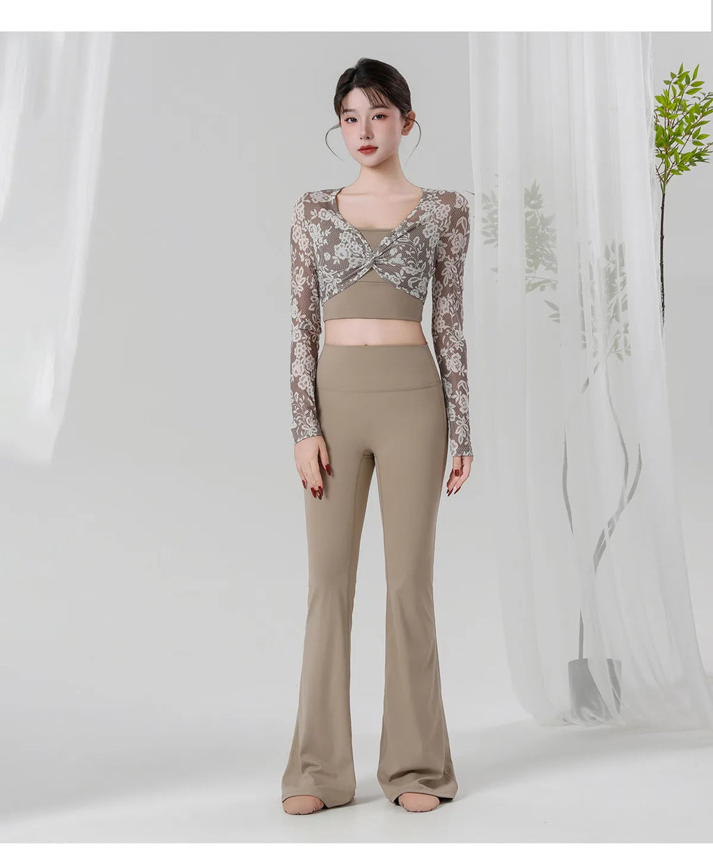 Belly Dance Training Suit | Floral Top & Flared Pants