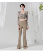 Belly Dance Training Suit | Floral Top & Flared Pants