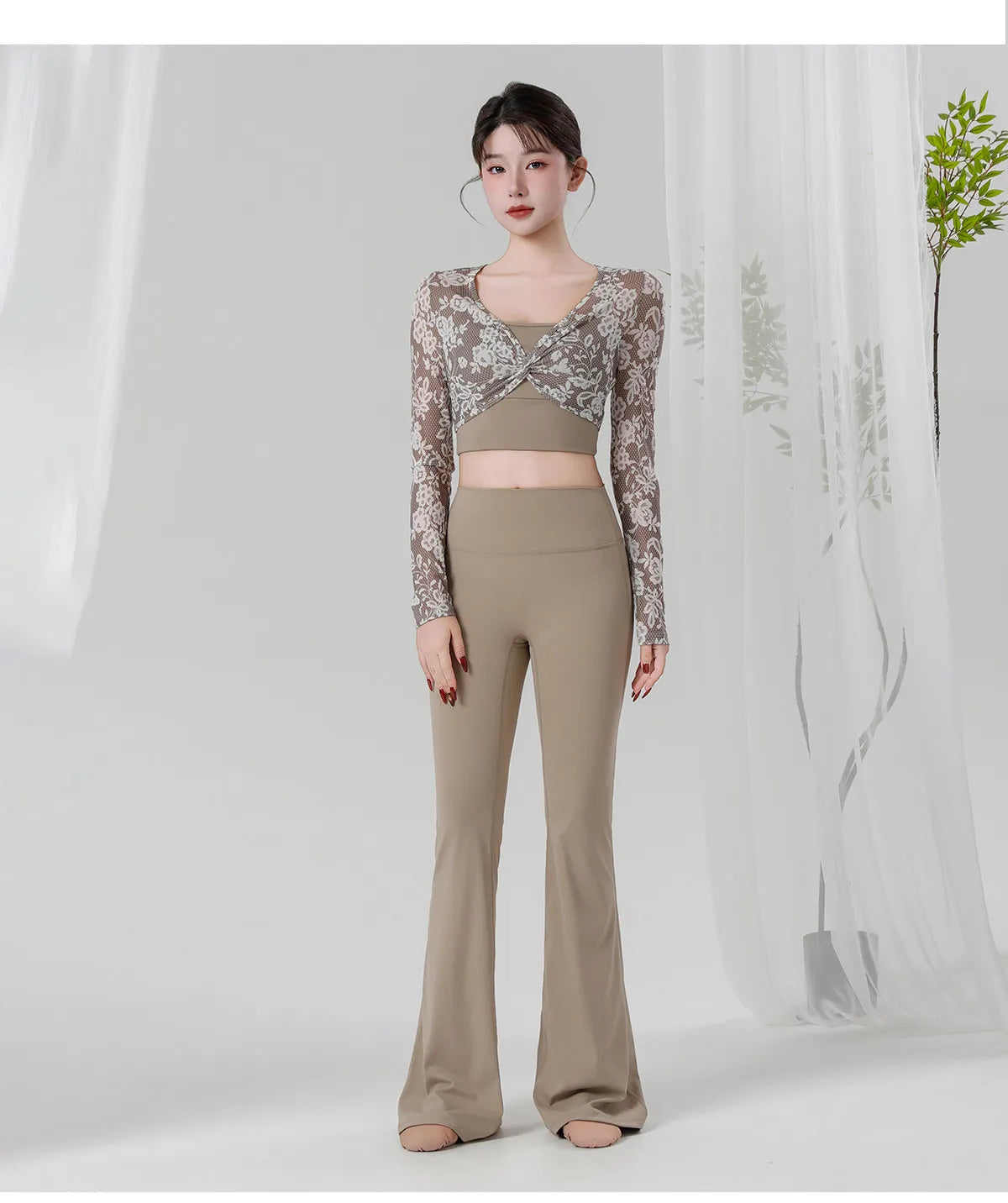 Belly Dance Training Suit | Floral Top & Flared Pants