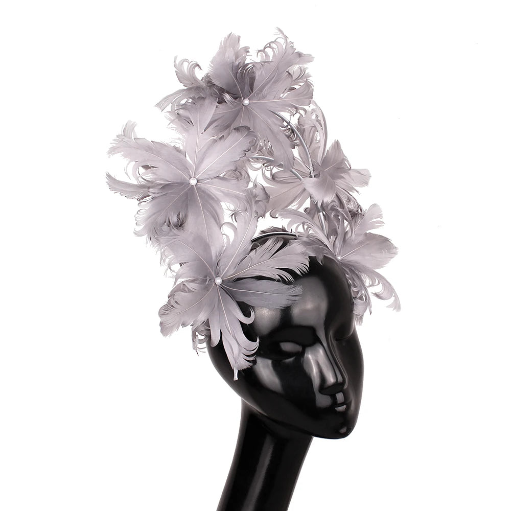 Feather Flower Headdress | Stage & Bridal Headpiece | 16 Colors