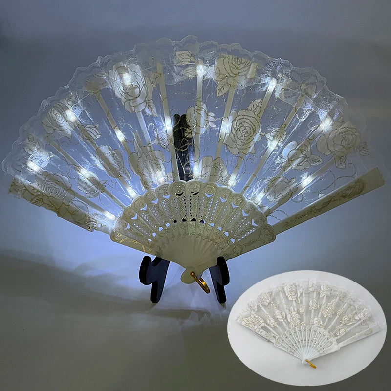 LED Lace Hand Fan | Light-Up Dance & Performance Fan