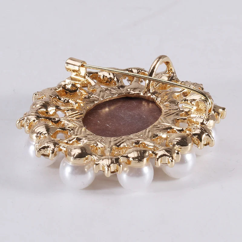 Victorian Cameo Brooch | Pearl & Crystal | Vintage Portrait Pin