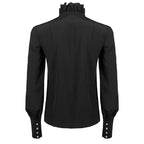 Gothic Stand Collar Pleated Shirt | Rhinestone | Black & White | S-2XL