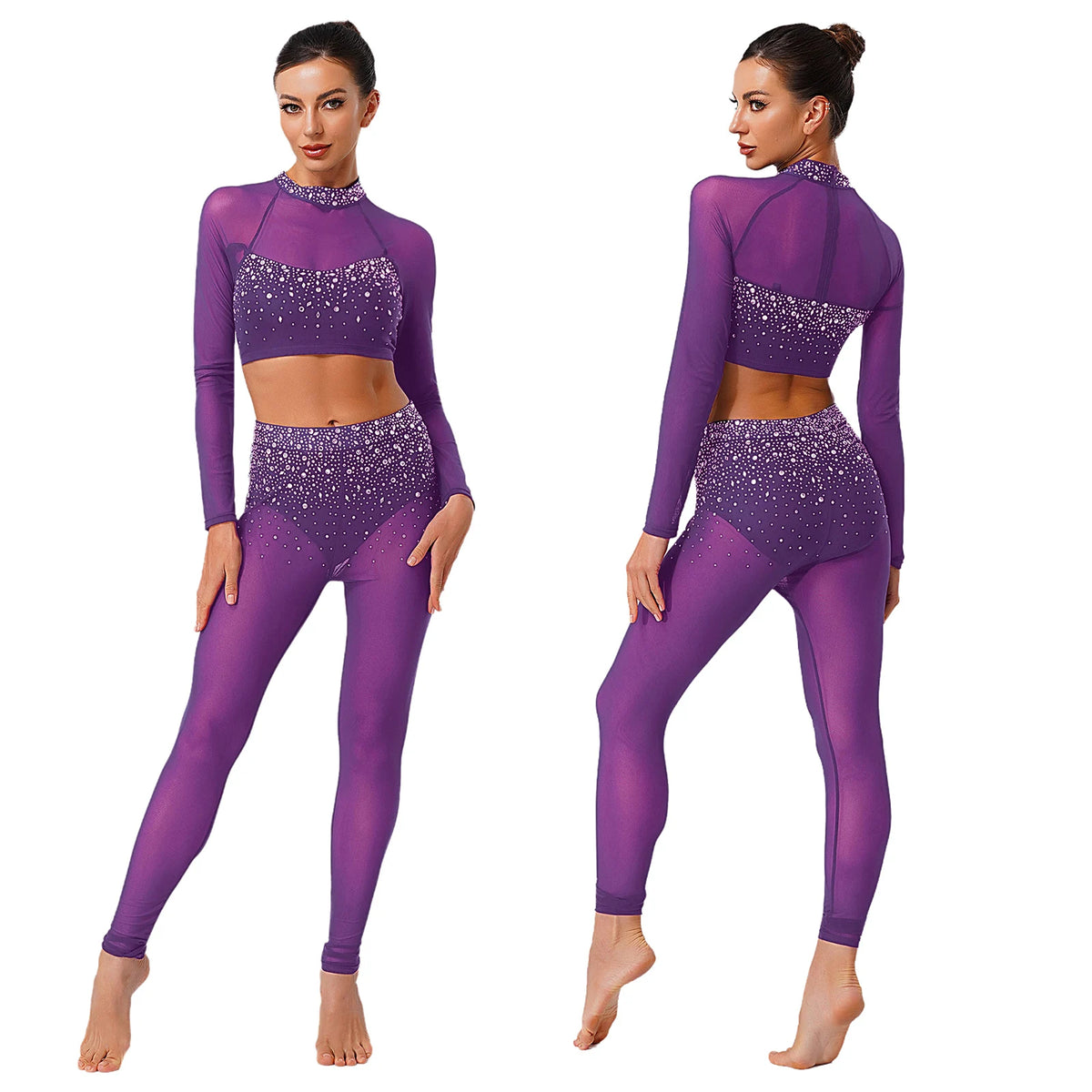 Prism Rhinestone Crop Top and Leggings Set