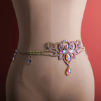 Belly Dance Chain Belt | Rhinestone Floral | Pearl & Alloy | 6 Styles