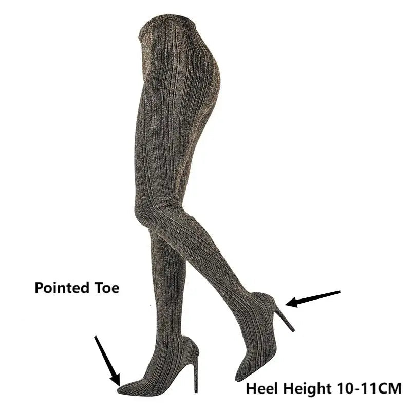 Waist-High Sock Boots | Platform Heel