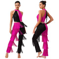 Latin Dance Jumpsuit | Sequin Contrast Fringe