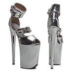 9-Inch Metallic Platform Sandals - Slip-On Dance Heels