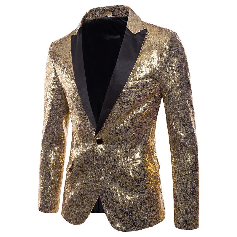 Men's Sequin Blazer | Shawl Collar | Stage & Performance | 14 Colors