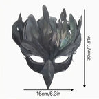 Black Feather Raven Mask | Crow Beak | Half Face | One Size