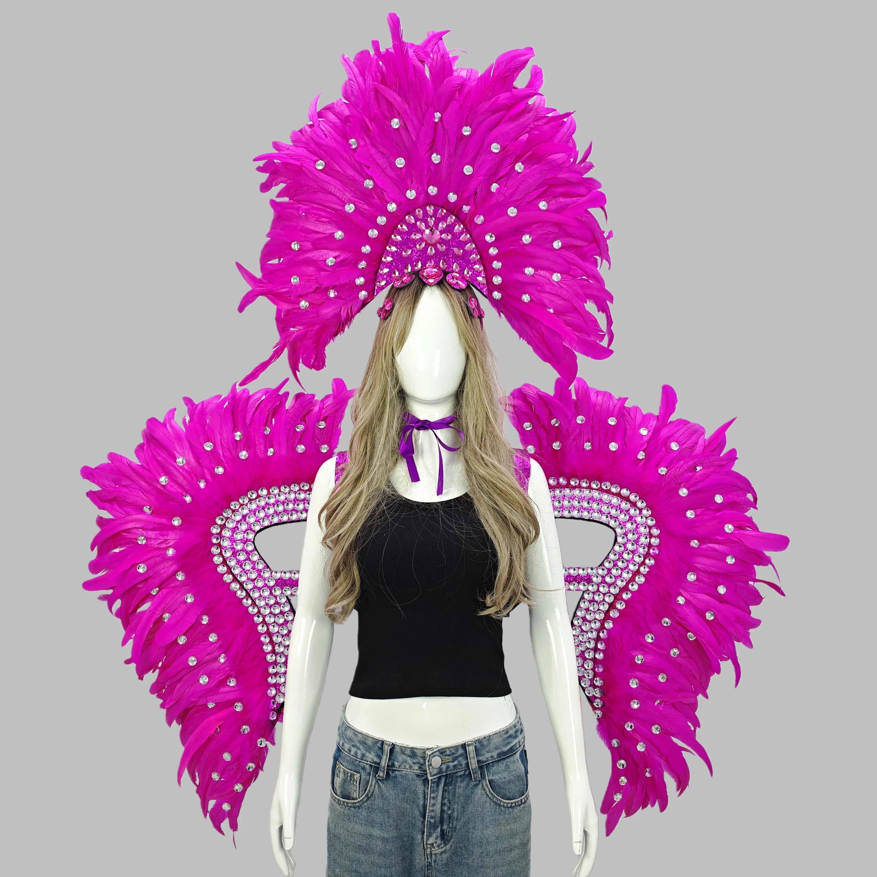 Feather Headdress & Wings Set - Carnival Stage Costume