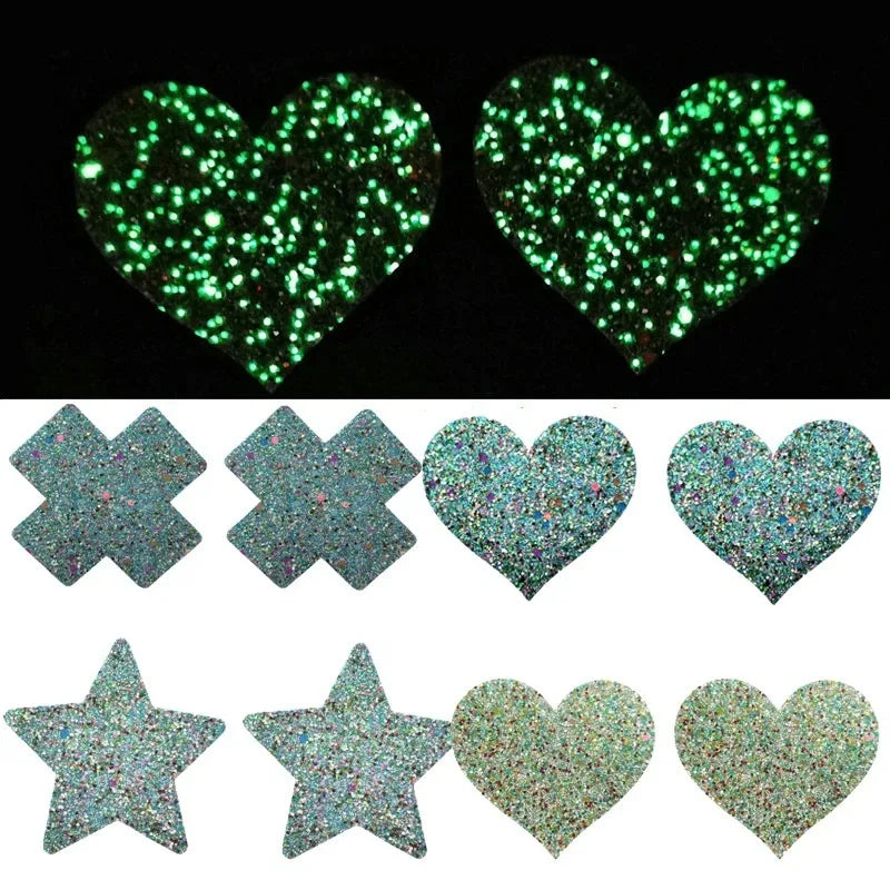 Glow-in-the-Dark Glitter Nipple Pasties | Multi-Shape