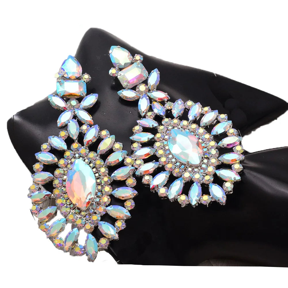 Oversized Crystal Drop Earrings | Clip-On | 13.8cm