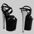 20CM Suede Glitter Platform Sandals - 8 Inch High Heel Pole Dance Shoes