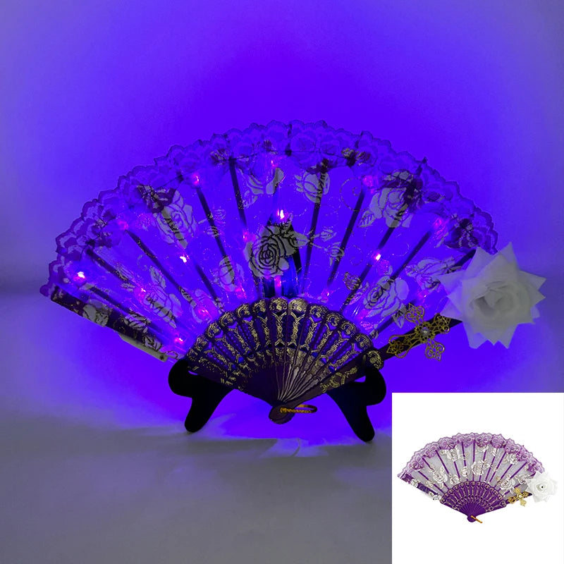 LED Lace Hand Fan | Light-Up Dance & Performance Fan