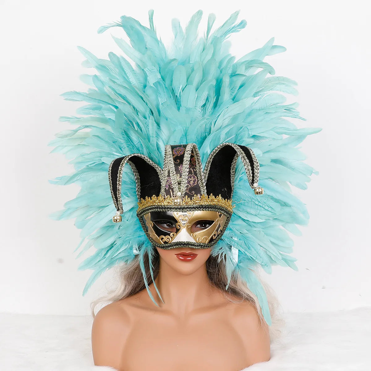 Feather Masquerade Mask | Jester Crown