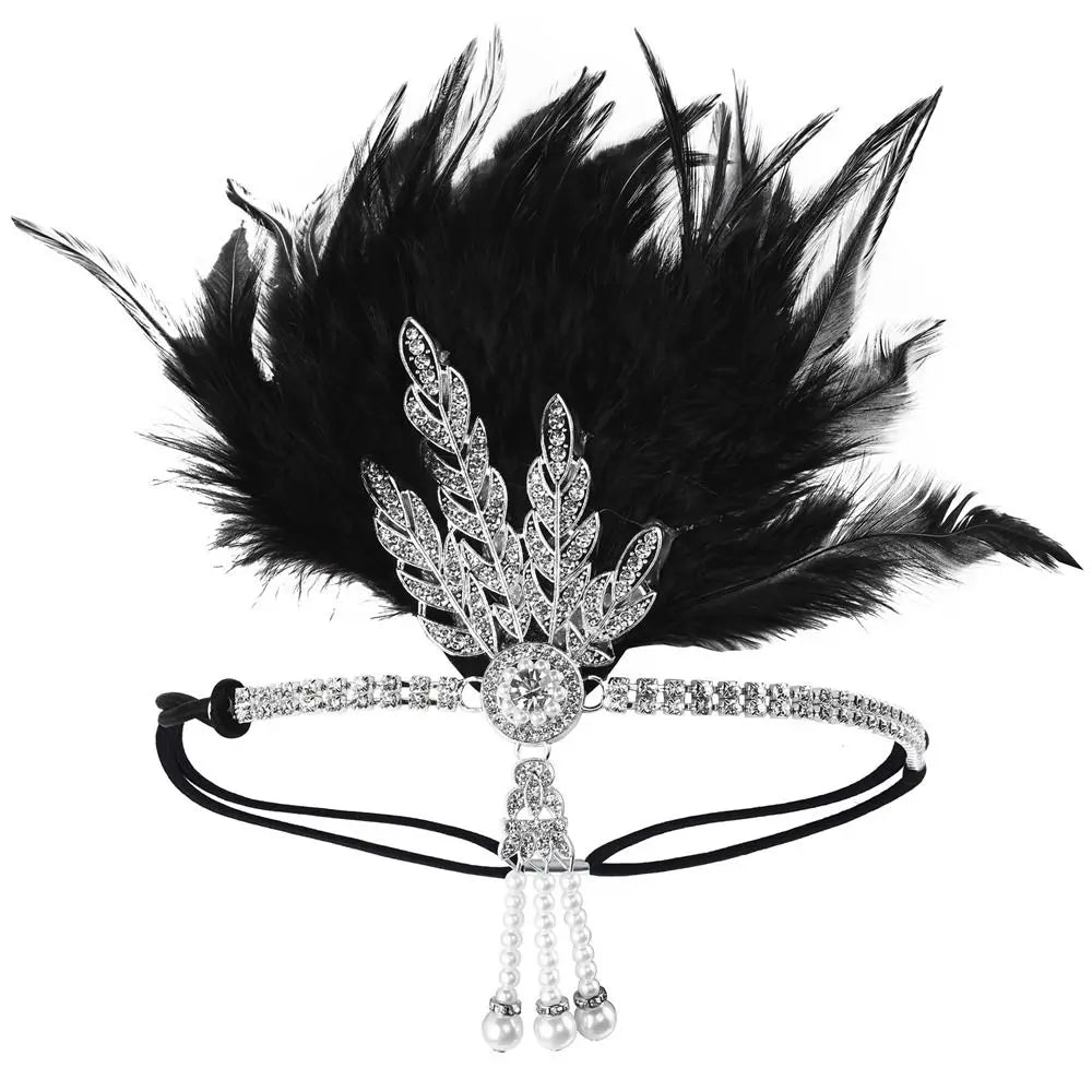 1920s Gatsby Feather Headband | Rhinestone & Pearl | 6 Styles