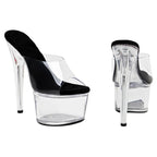 7-Inch Clear Platform Heels - Transparent Slip-On Sandals