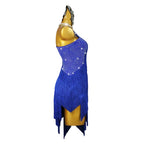 Blue Rhinestone Fringe Latin Dance Dress with Accessories Set — Samba & Stage