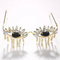 Evil Eye Crystal Exaggerated Eyeglass & Tassel Face Jewelry