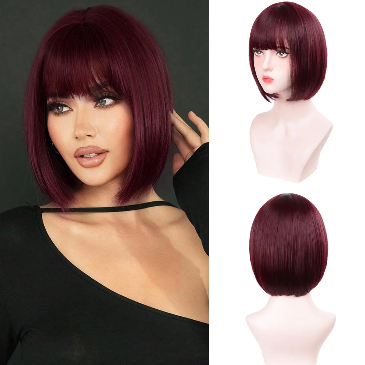 Straight Bob Wig | Full Bangs | 12 Inch