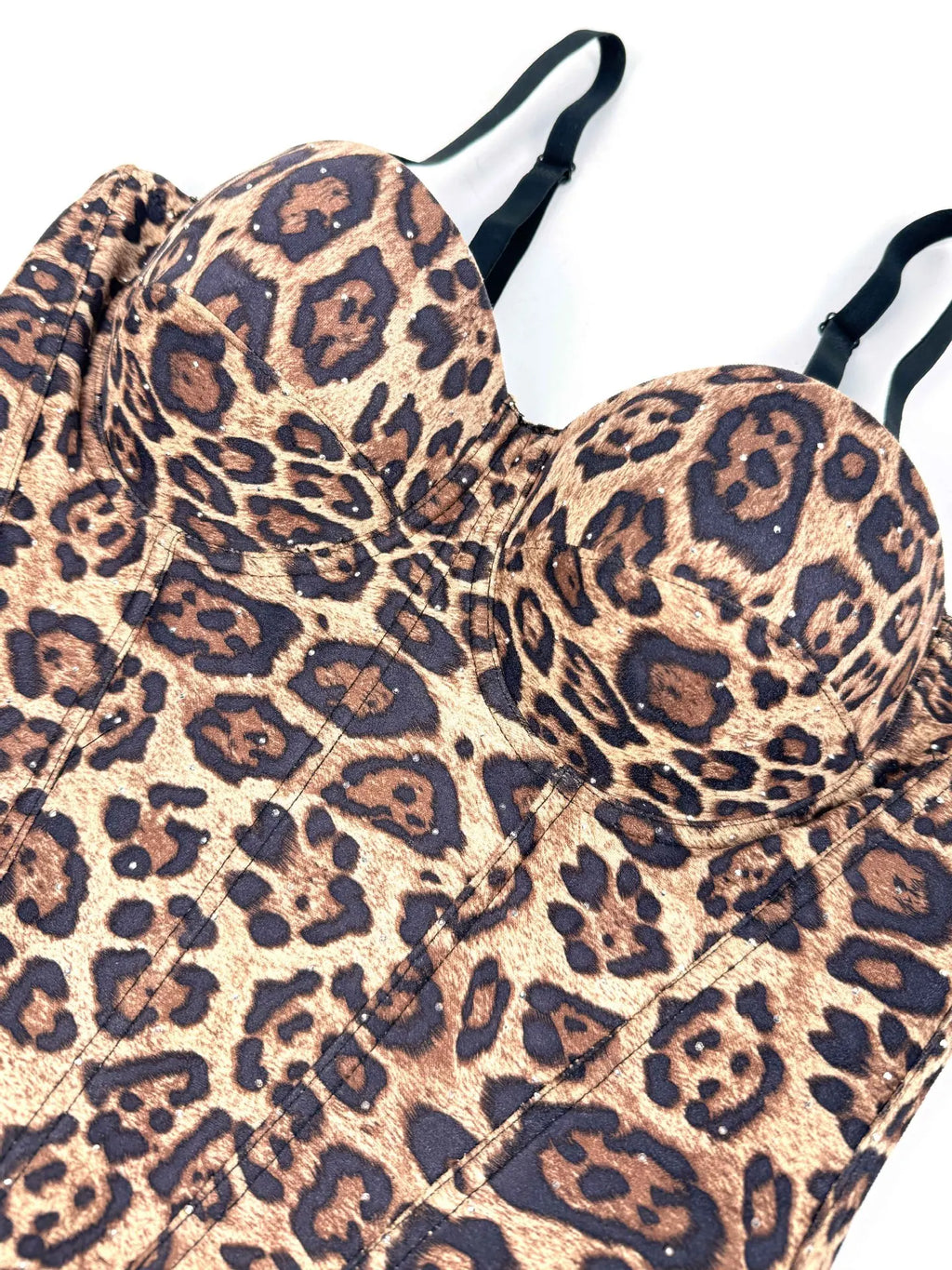 Leopard Print Rhinestone Bustier | Stage Corset Top