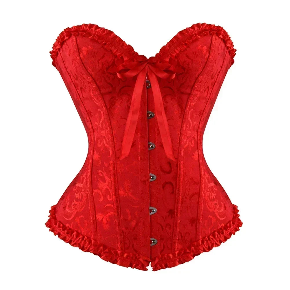 Victorian Overbust Corset | Floral Satin | Plus Size