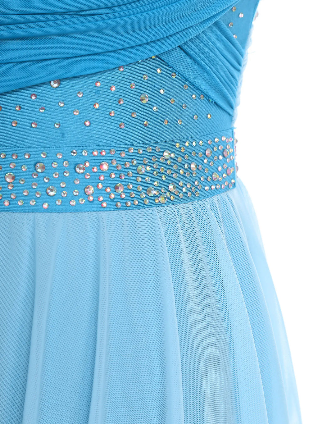 Color-Block Lyrical Dance Dress | Twisted Knot | Irregular Hem | Rhinestone