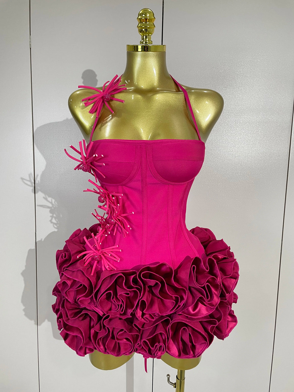 3D Petal Strapless Mini Dress | Sculptural | Stage