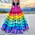 Rainbow Tiered Skirt | Floor-Length A-Line