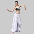 Tribal Belly Dance Coin Bra - Metallic Studs & Chain Drape Top