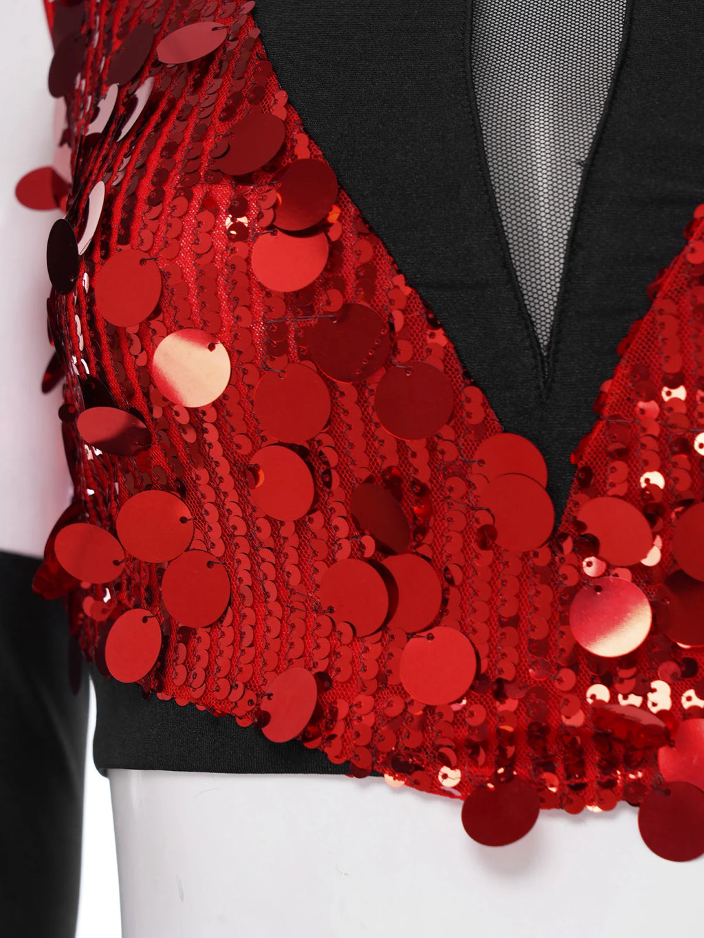 Sequin Crop Top, Mesh Pants & Gloves Set | Sleeveless Backless | Lyrical Stage Performance