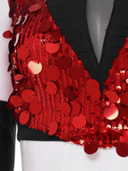 Sequin Crop Top, Mesh Pants & Gloves Set | Sleeveless Backless | Lyrical Stage Performance