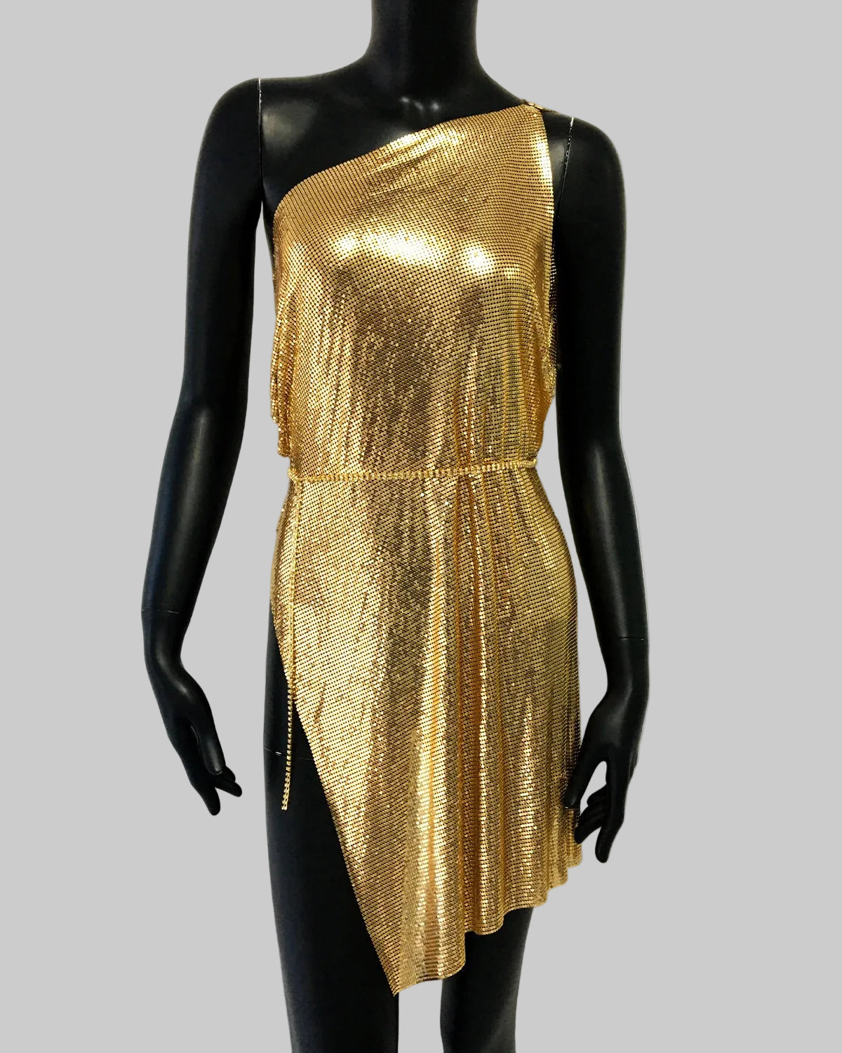 Metal Sequin One-Shoulder Mini Dress - Backless Side Split Party Dress
