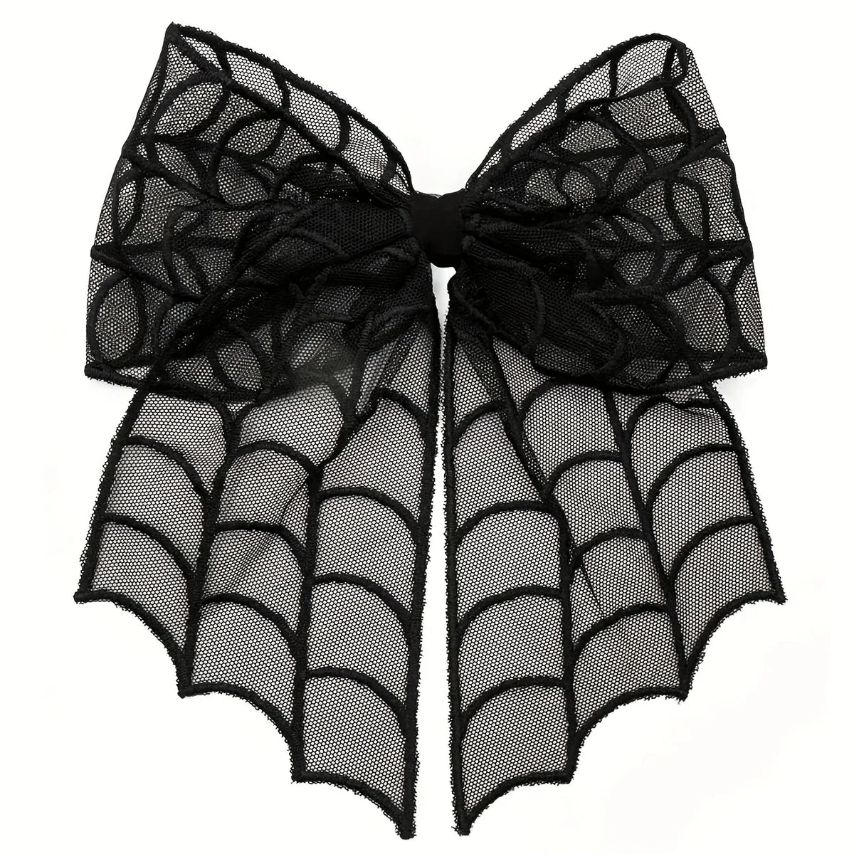 Gothic Hair Bow | Black Mesh Tails