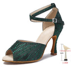 Crystal Latin Dance Heels | Suede | Multi-Color & Height