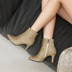 Sequin Ankle Boots | Pointed Toe | 8.5cm