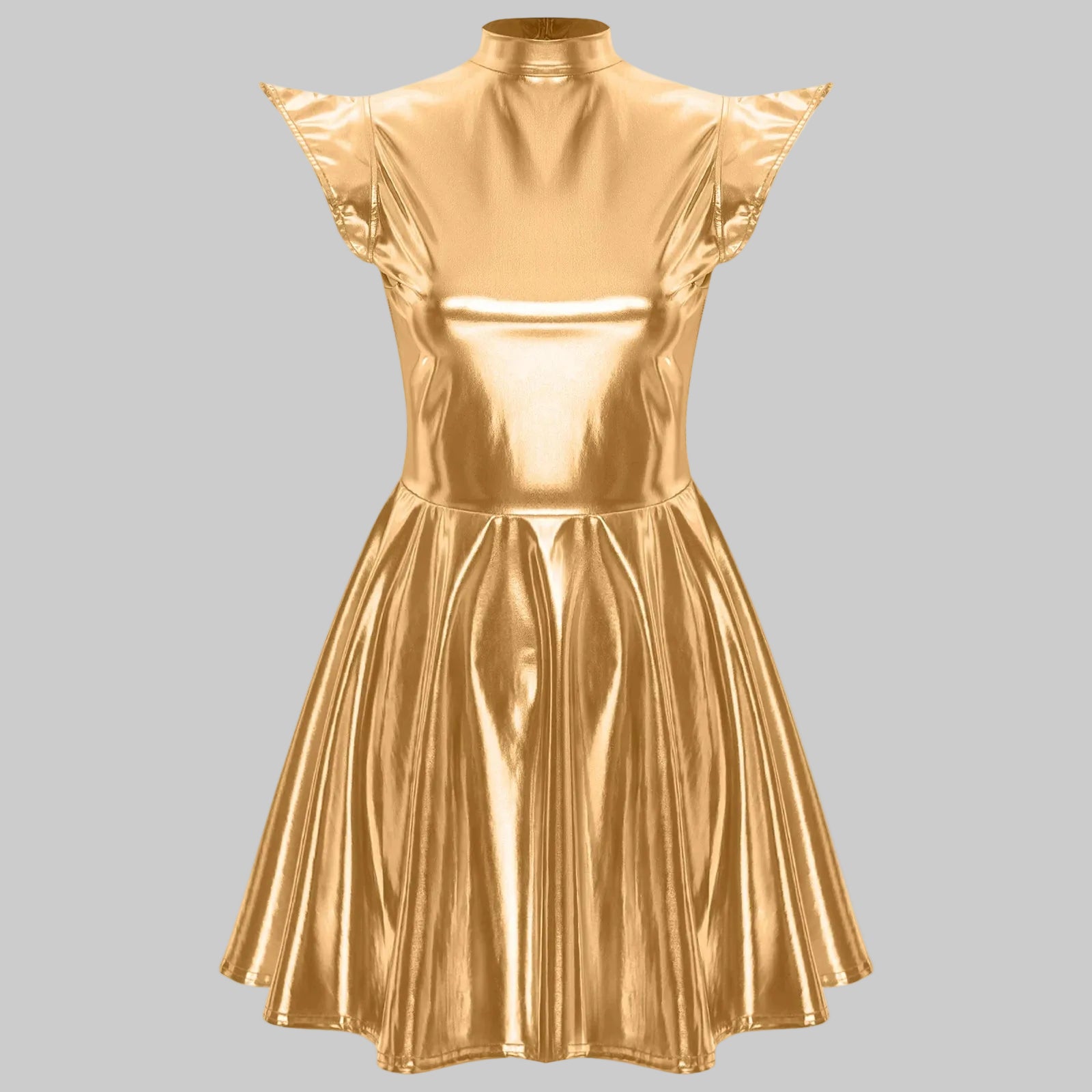 Holographic A-Line Performance Dress - Futuristic Stage Costume