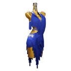 Blue Rhinestone Latin Dance Competition Dress