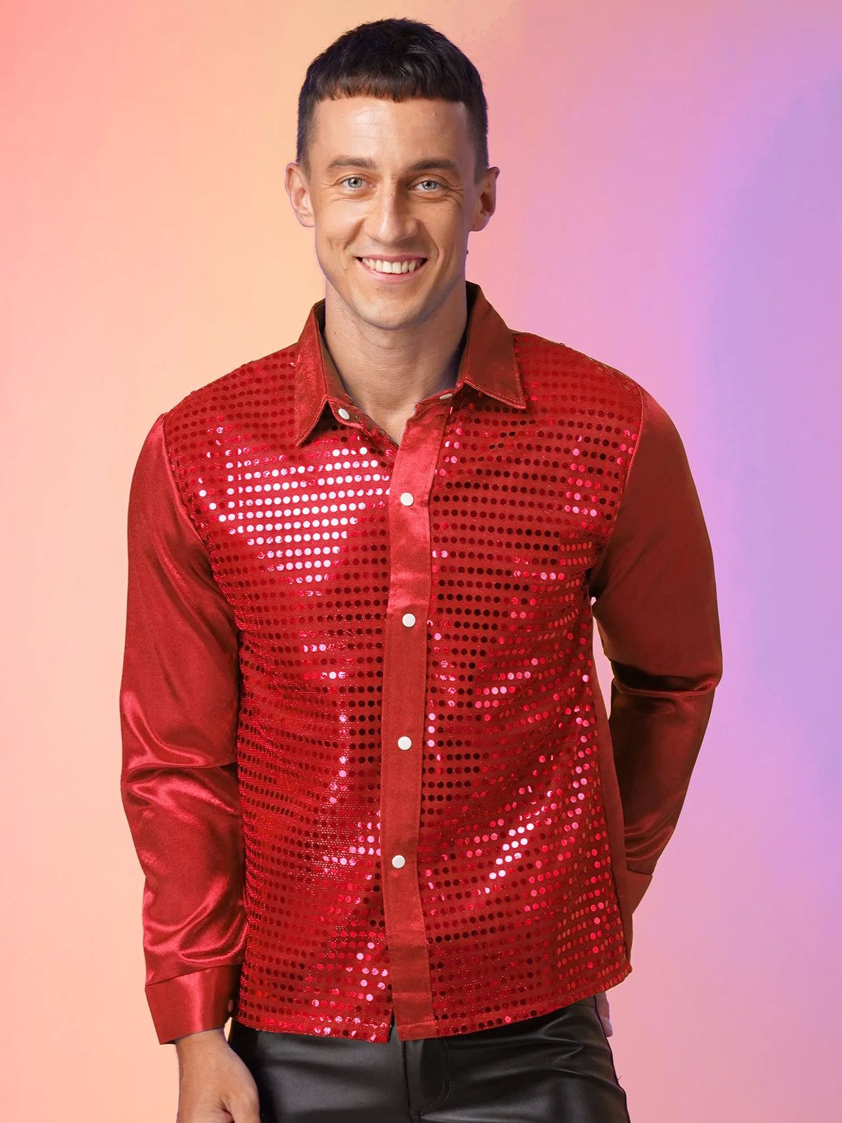 Men's Sequin Shirt | Long-Sleeve Sparkle