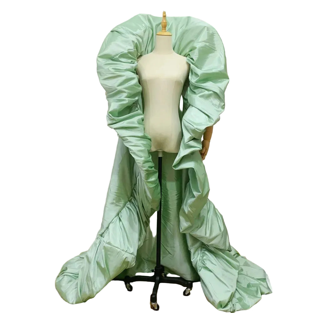 Ruffled Taffeta Cape | Drag Pageant Cloak | High Collar | 230cm
