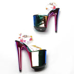 8-Inch Clear Platform Sandals - Peep Toe Exotic Dance Heels