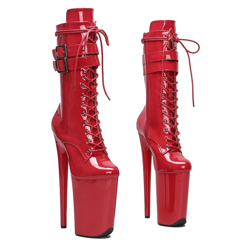 9-Inch Patent Platform Ankle Boots | Lace-Up