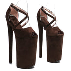 26CM Platform Pole Dance Heels - Suede High Heel Exotic Dancer Sandals