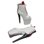 Platform Pole Dance Boots | 20cm Open Toe | Snake Print