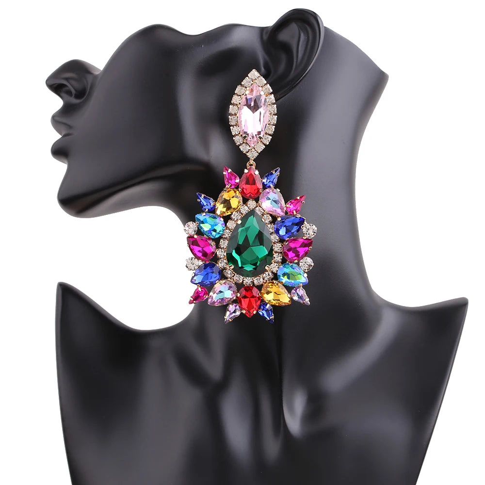 Rhinestone Drop Earrings | Clip or Pin