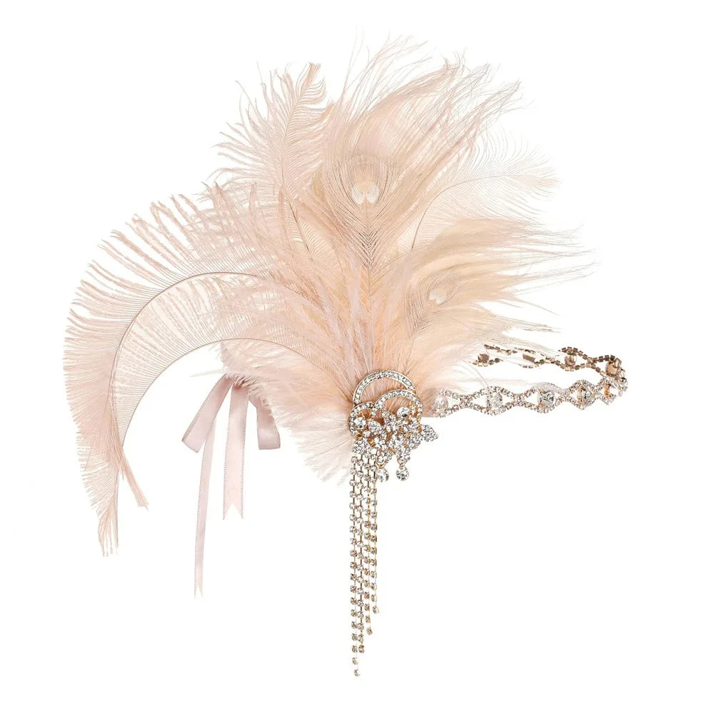 1920s Feather Headband | Rhinestone Crystal | Gatsby Bridal Headpiece